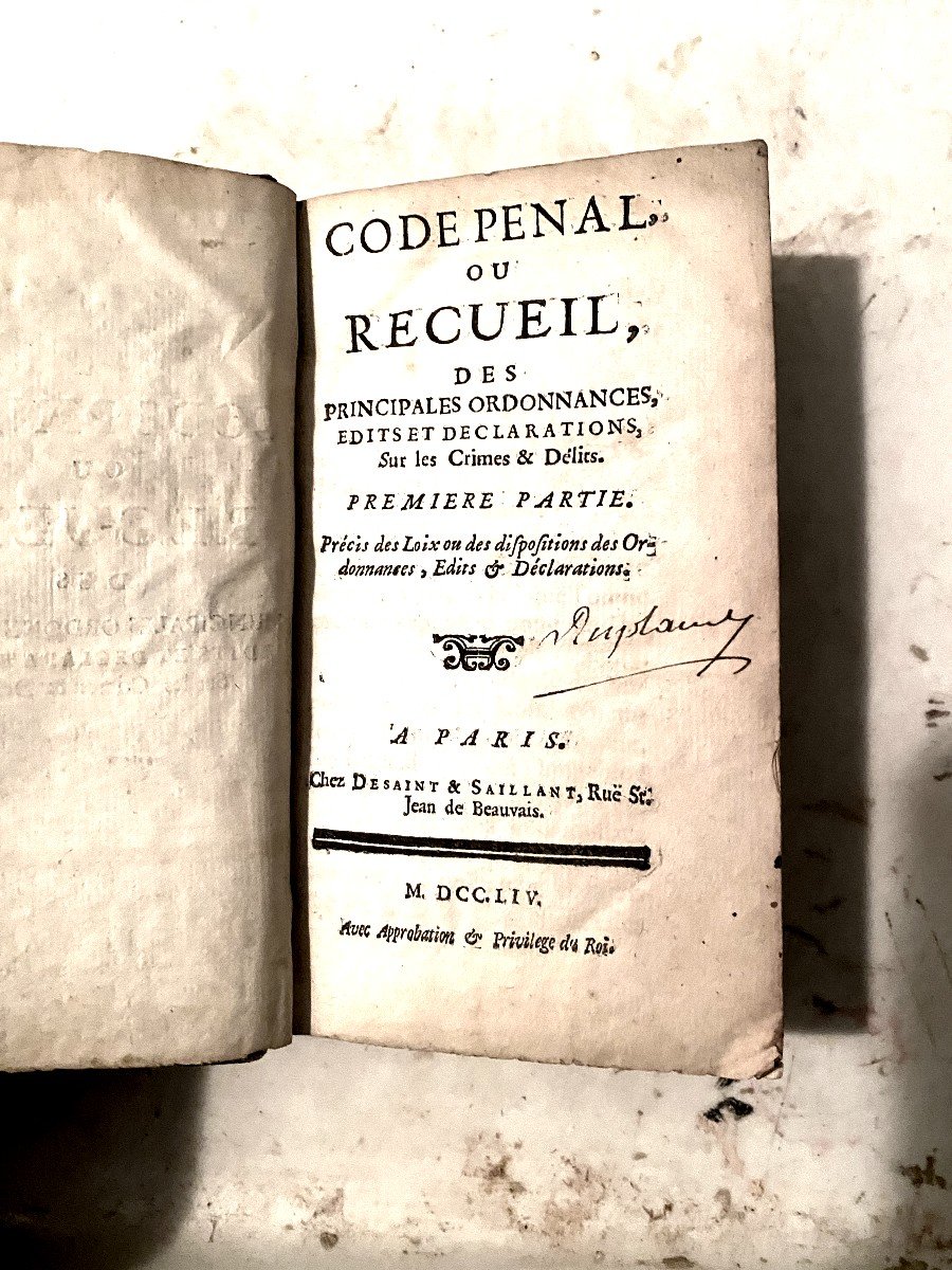  Pt In 12 ,code Pénal Ou Recueil Des Principales Ordonnances Edits Et Déclarations,. Paris 1754-photo-3