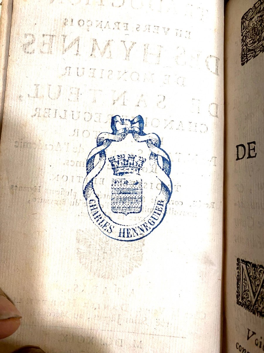 "traduction En Vers Français Des Hymnes De Monsieur De Santeuil" . I Vol. In 12 , à Paris 1699.-photo-1