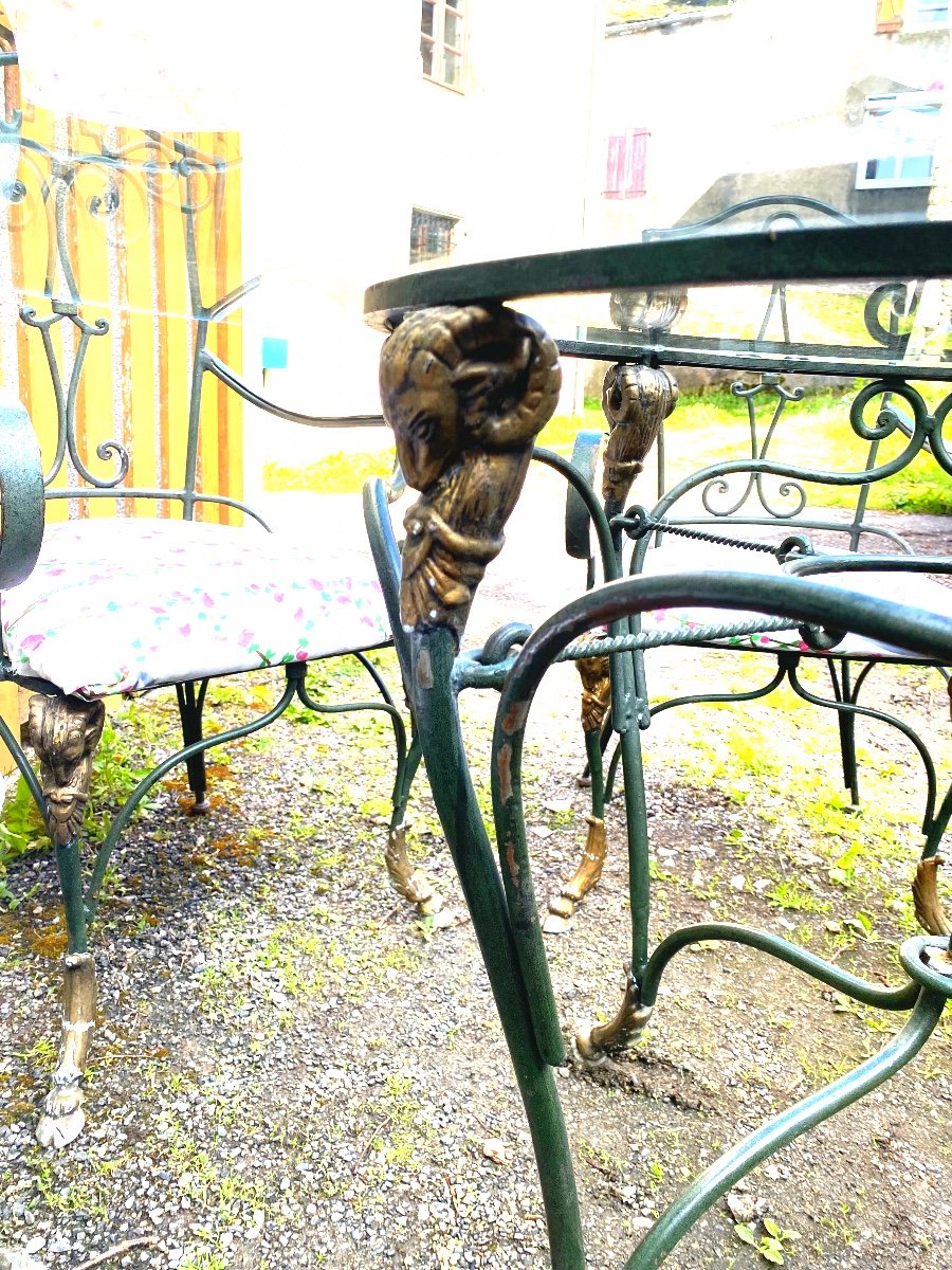 Elegant Decorative Wrought Iron Garden Set And Added Decorative Elements From The 70s-photo-4