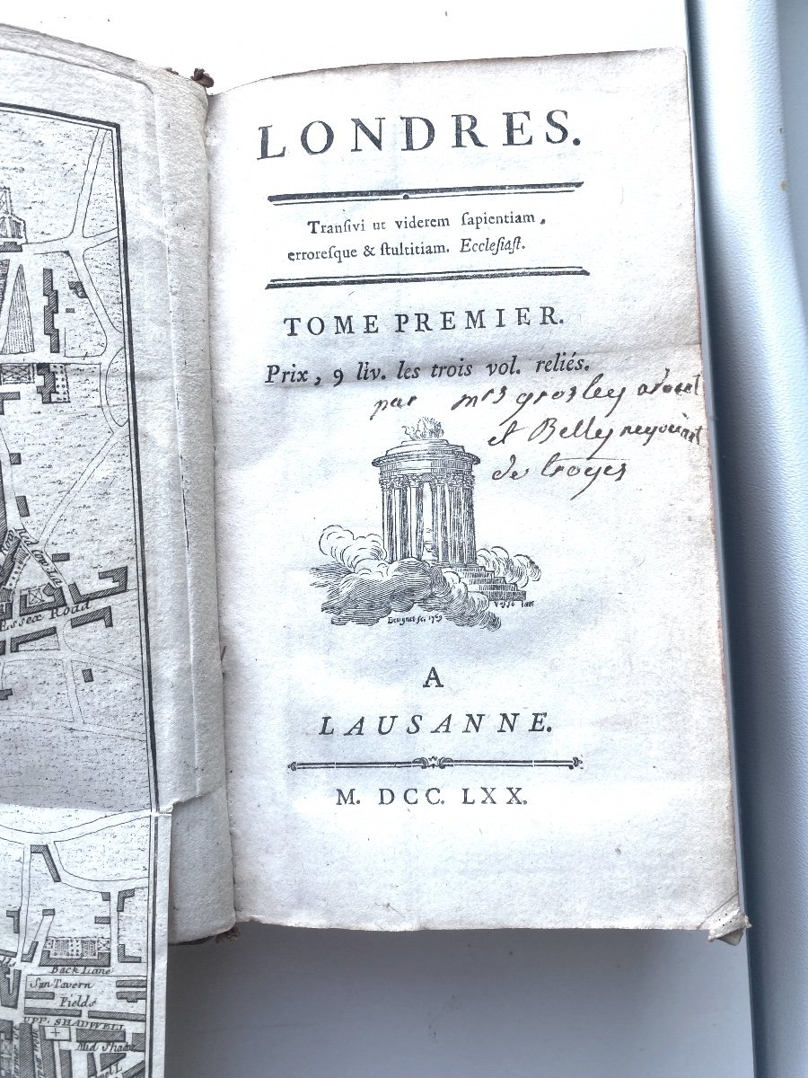  E O.  En Trois Beaux Volumes In 12  Londres Et Son Grand Plan Dépliant. à Lausanne 1770-photo-5