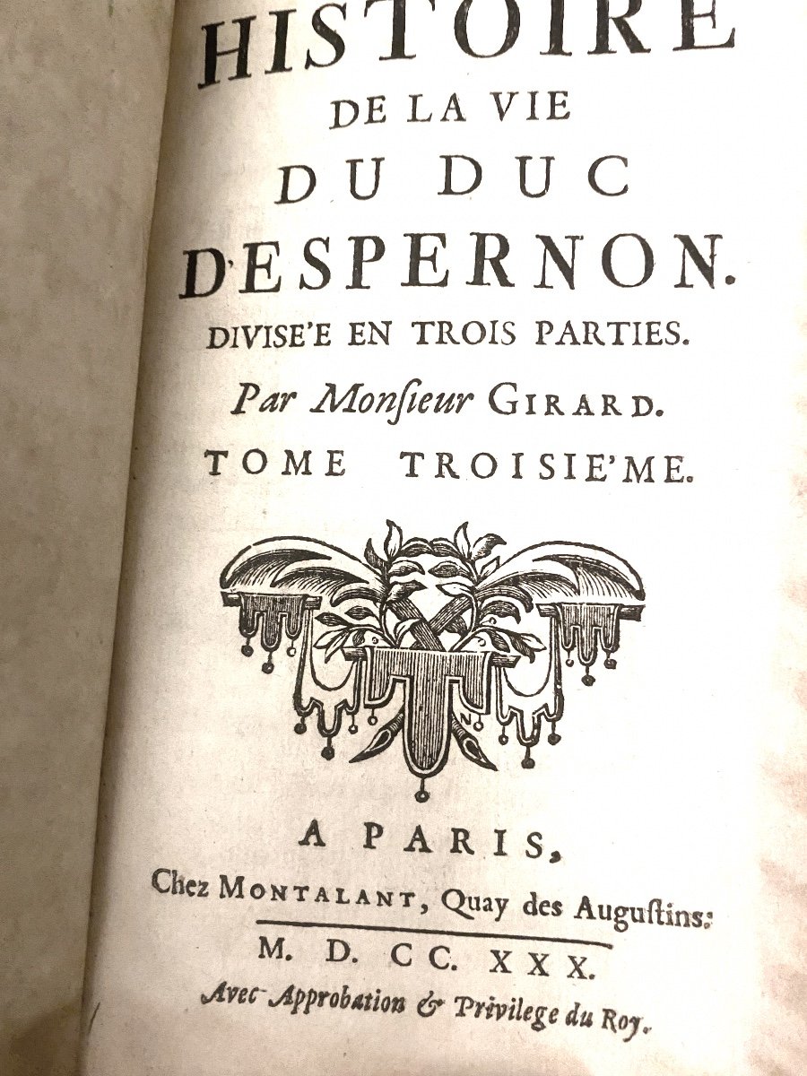 In Its Beautiful Period Binding In 4. In 12, 1730, Story Of The Life Of The Duke Of Epernon -photo-7