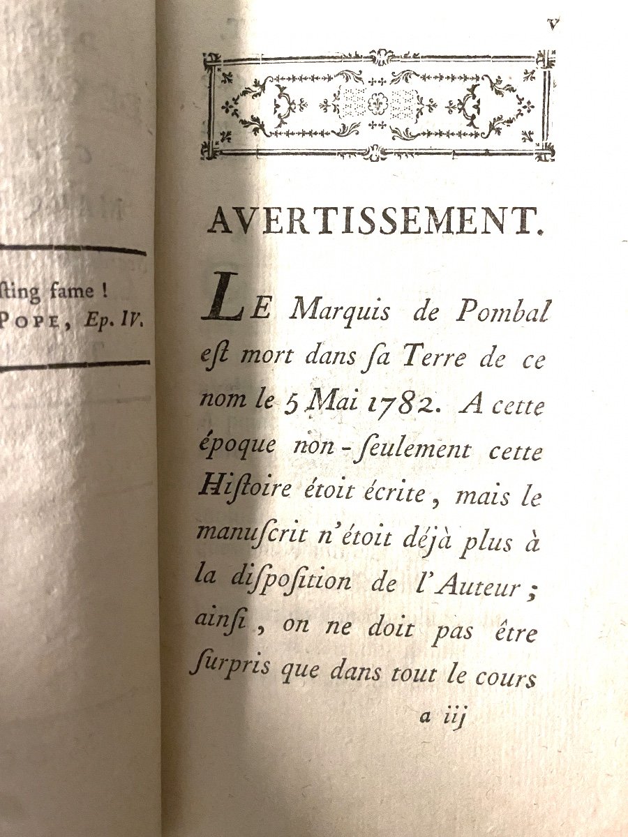 En 4 Vol. In12 , « mémoires De Sébastien -joseph De Carvalho Et Melo , Marquis Depombal 1784 .-photo-2