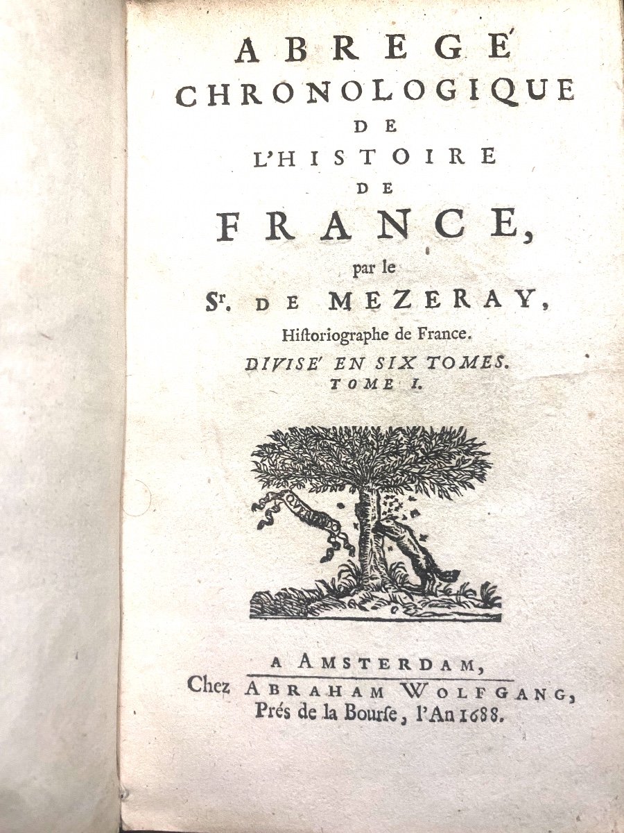 Rare Série De 7volumes In 12  Vélin à Rabats d'époque 1688/92  De l'Histoire De France, Mézeray-photo-1