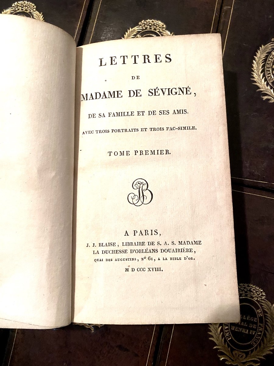 Rares Série Au  Chiffre Du Collège Royal Henri IV En 12 Vol. Lettres De Madame De Sévigné ,1818-photo-4
