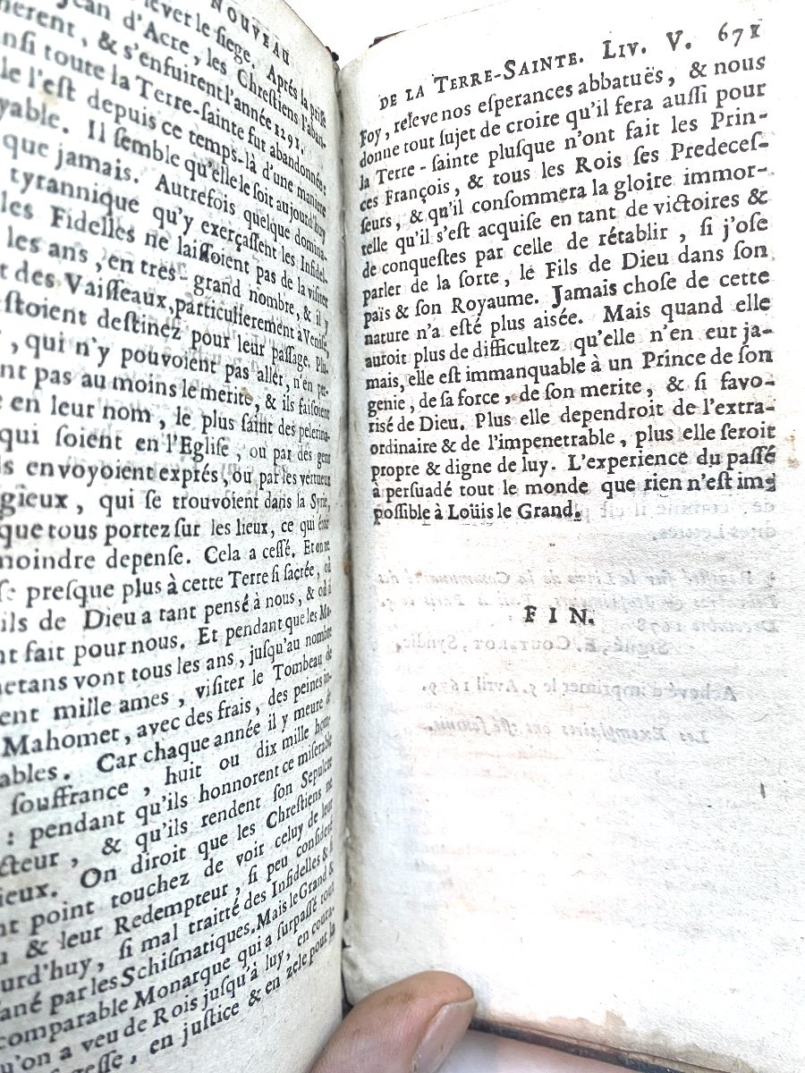 Rare And Beautiful Copy In 12 From 1679 “new Journey Of The Holy Land,” Paris At A. Pralard-photo-5