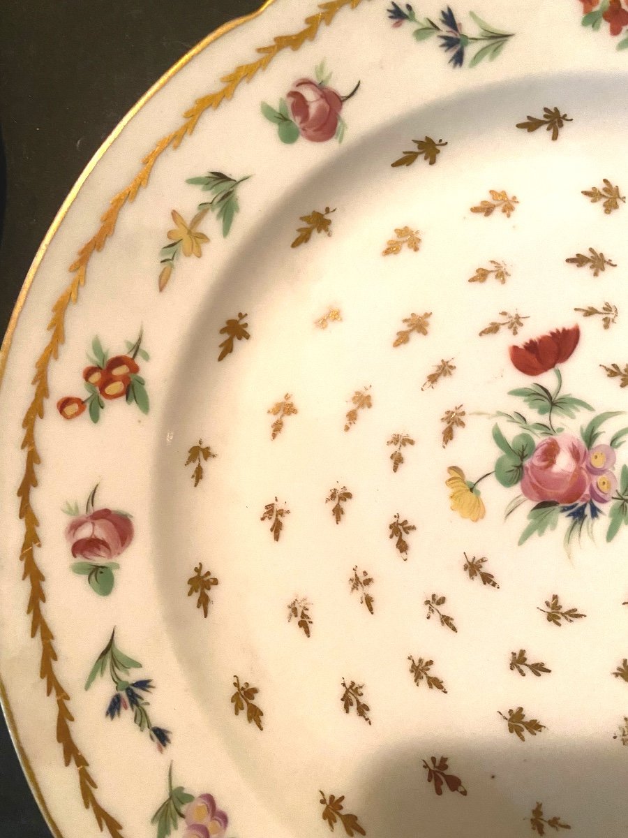Rare Et Belle Paire d'Assiettes En Porcelaine Fine Décorée De Meissen Aux Flèches Croisées 1770-photo-3