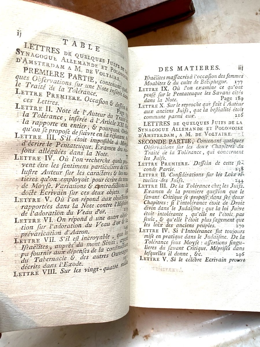  Lettres De Quelques Juifs Portugais Et Allemands à M. De Voltaire , 2 Vol. In 8 . Ant. Guenée.-photo-2