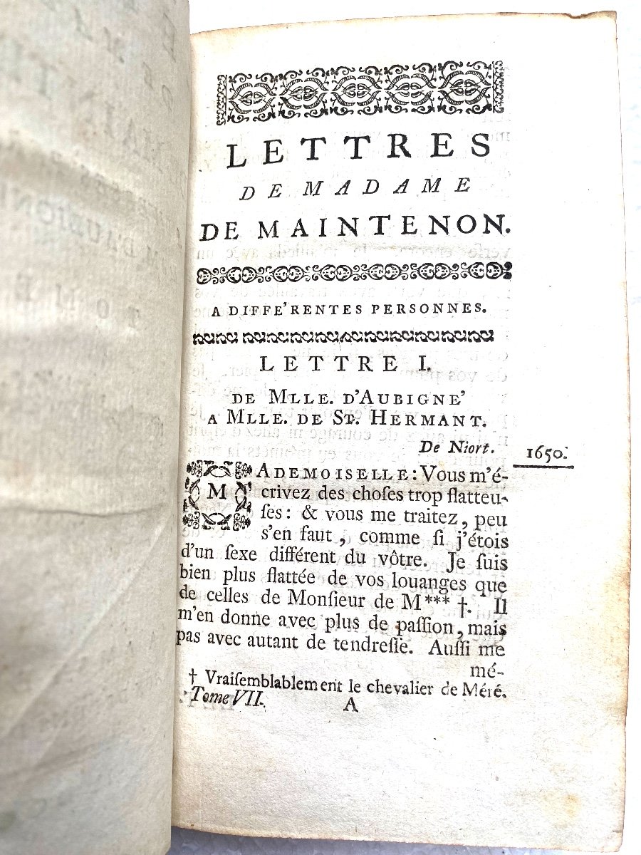 Exceptional Baroque Binding In Glossy Blonde Calfskin "letters Of Madame De Maintenon, 9 Vol. 1756-photo-3