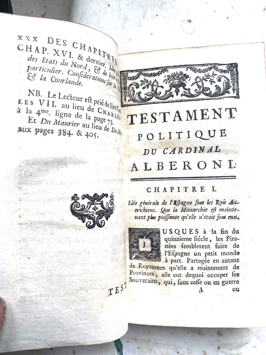  Une Superbe Reliure En Veau Blond Glacé Dos à Nerfs Aux Fers Baroques Testament De J. Albéroni-photo-6