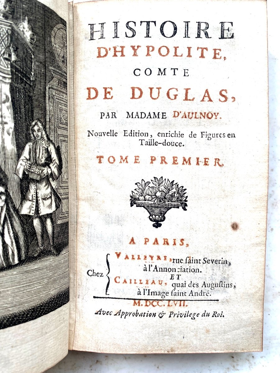 "histoire d'Hypolite Comte De Duglas " Par Mad. d'Aulnoy ,beau Volume In 12 Illustré Paris 1757-photo-3