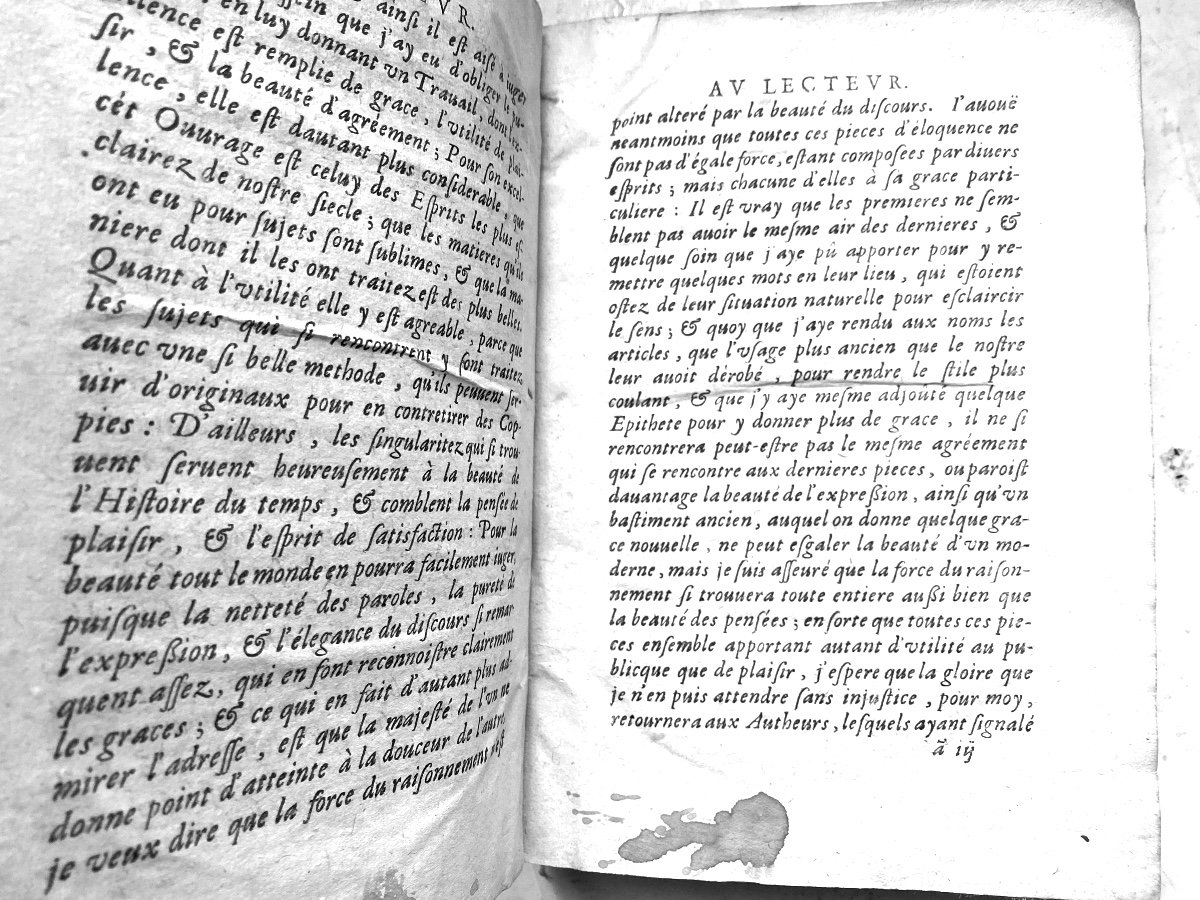 Dans Sa Belle Reliure De 1654 De Format In4 : Trésor Des Harangues Remontrances Et Oraisons ...-photo-1