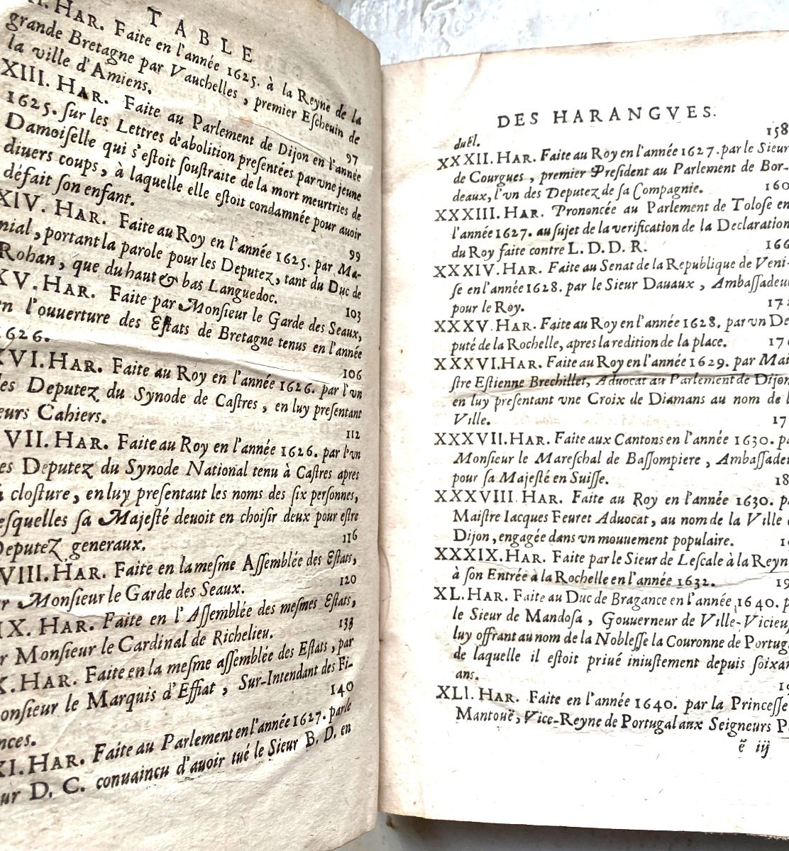 Dans Sa Belle Reliure De 1654 De Format In4 : Trésor Des Harangues Remontrances Et Oraisons ...-photo-4