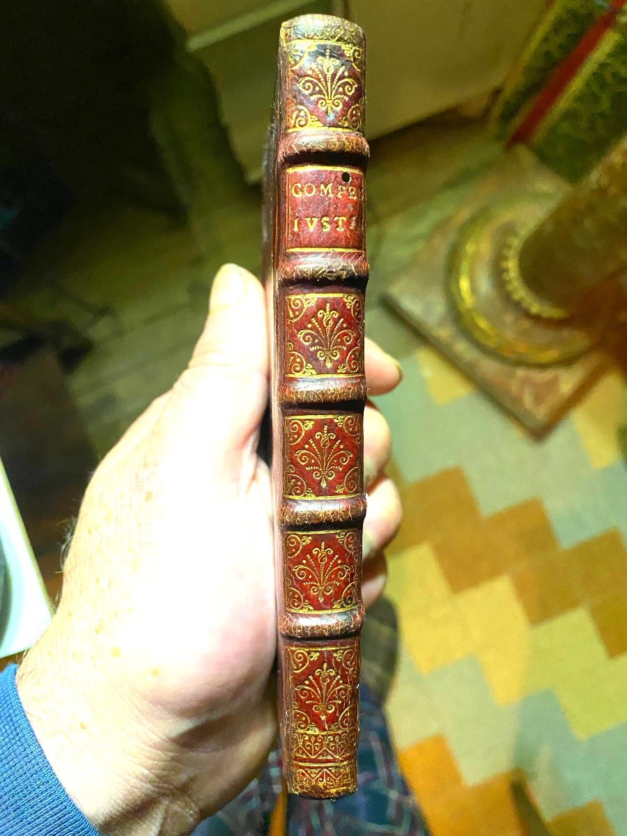 In Its Beautiful Binding In The Du Seuil Petit In 12 From 1696. Compendiosa Institutionum Justiniani-photo-8