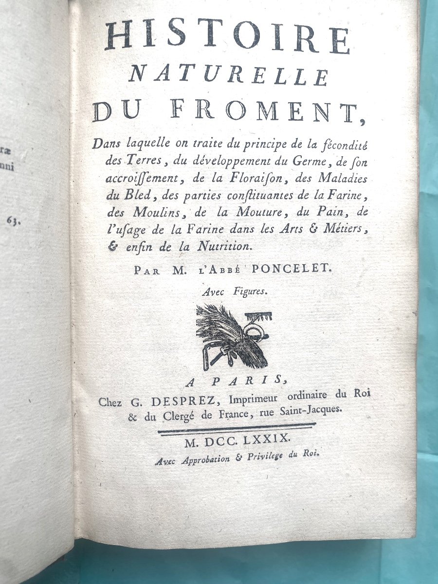 Rare Illustrated Agricultural Book Natural History Of Froment, M. Abbé Poncelet 1779 Paris-photo-2