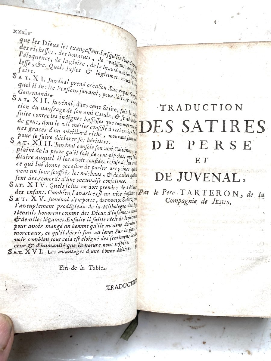 "traduction Des Satires De Perse Et De Juvénal" Par Le Révérend Père Tarteron ; Beau Vol. In 12-photo-4