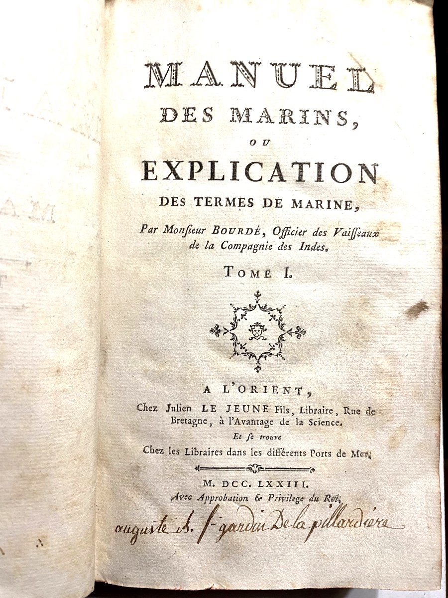 Manuel Des Marins Où Explication Des Termes De Marine, Par Mr Bourdé . Imprimé à Vannes En 1773-photo-3