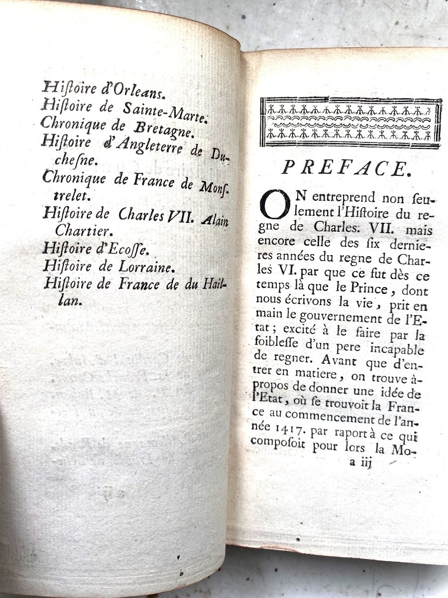  Belle "Histoire De Charles VII" En Deux Volumes In 12 . A Paris , Quai Des Augustins 1754-photo-3