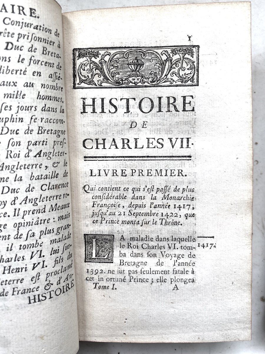  Belle "Histoire De Charles VII" En Deux Volumes In 12 . A Paris , Quai Des Augustins 1754-photo-7