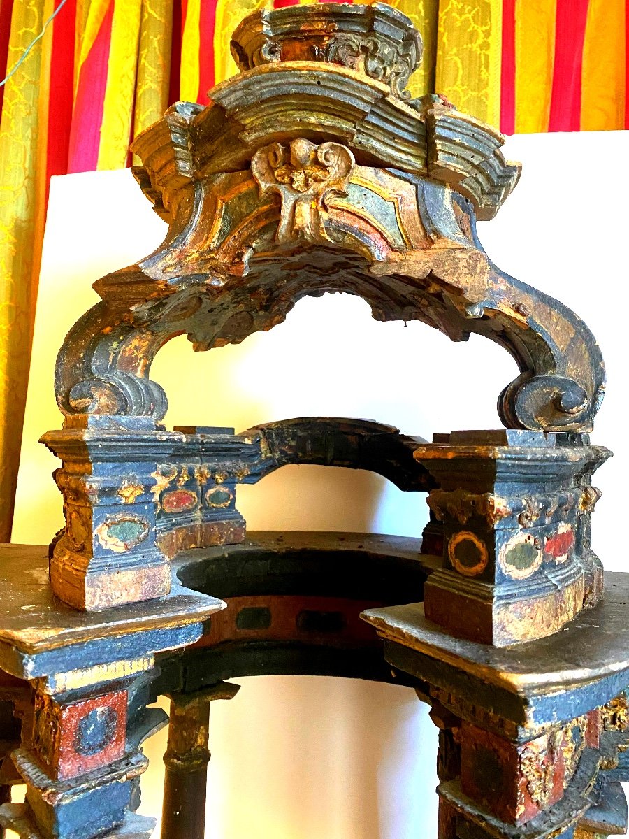 Important Baroque Baldachin Louis XV Period, Table Architecture, Companion Masterpiece-photo-4