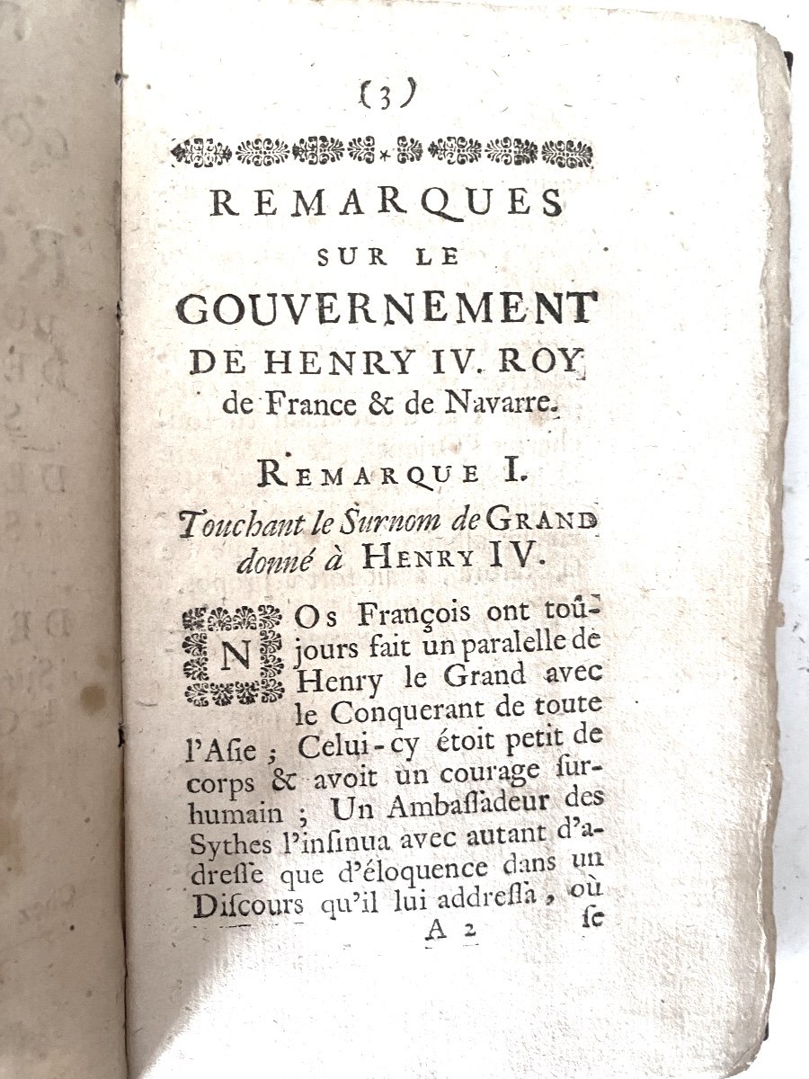 Livre Rarissime "remarques Sur Le Gouvernement Du Royaume : Henry IV , Louis XIII & Louis XIV".-photo-3
