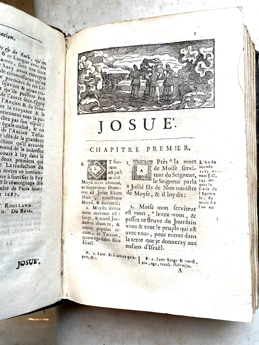  . In Paris 1687.strong Volume In8 In Three Volumes "joshua, The Judges And Ruth" Translated Into French-photo-4