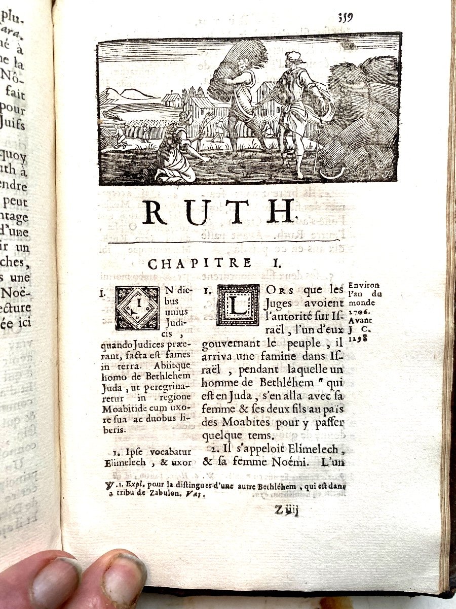  . In Paris 1687.strong Volume In8 In Three Volumes "joshua, The Judges And Ruth" Translated Into French-photo-6