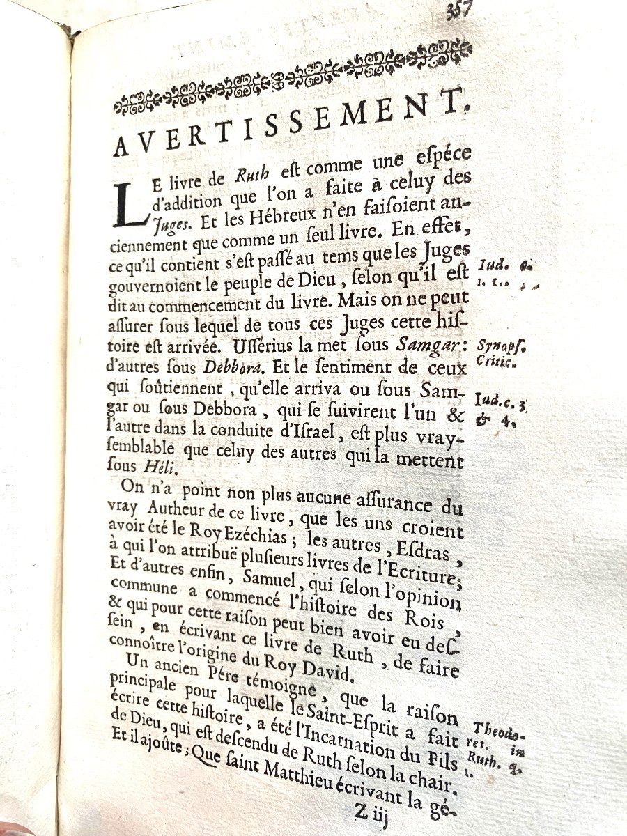  . In Paris 1687.strong Volume In8 In Three Volumes "joshua, The Judges And Ruth" Translated Into French-photo-7
