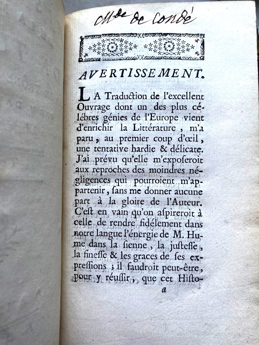 De La Bibliothèque De La Princesse De Condé "Histoire De La Maison De Tudor Par David Hume 1763-photo-1