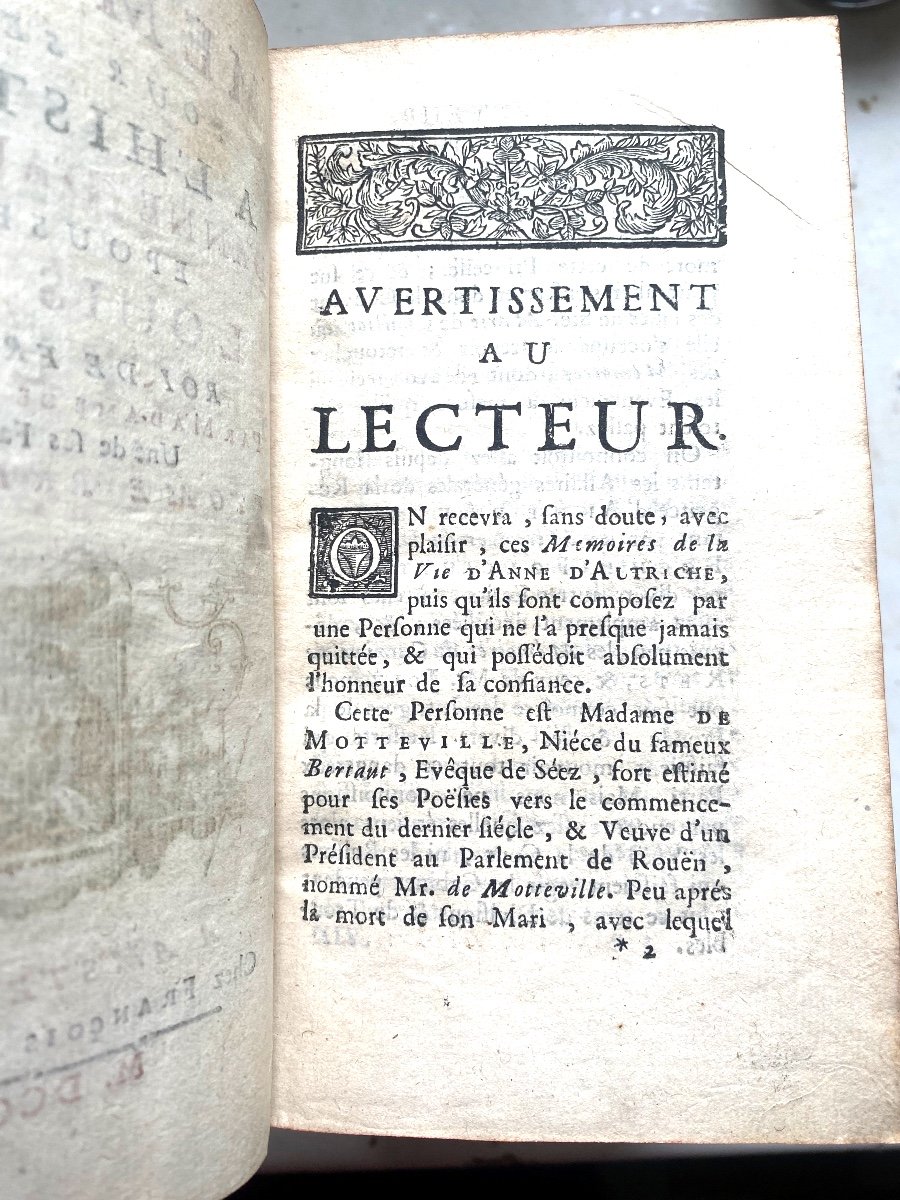 Memoirs To Serve In The History Of Anne Of Austria By Madame De Motteville Original Ed. 1723-photo-1