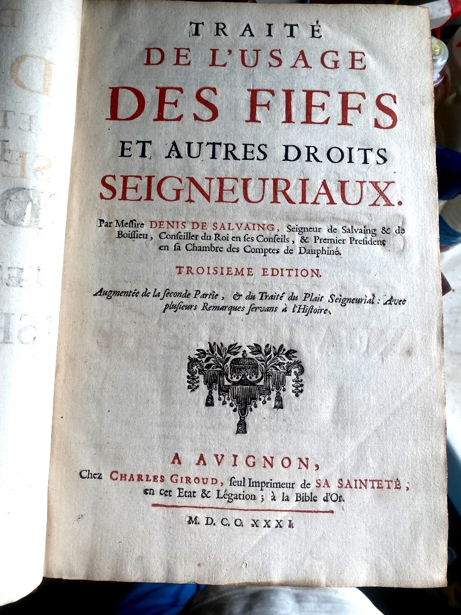 Beautiful Large Book Treatise On The Use Of Fiefs And Other Seigneurial Rights, By: D De Salvaing-photo-3