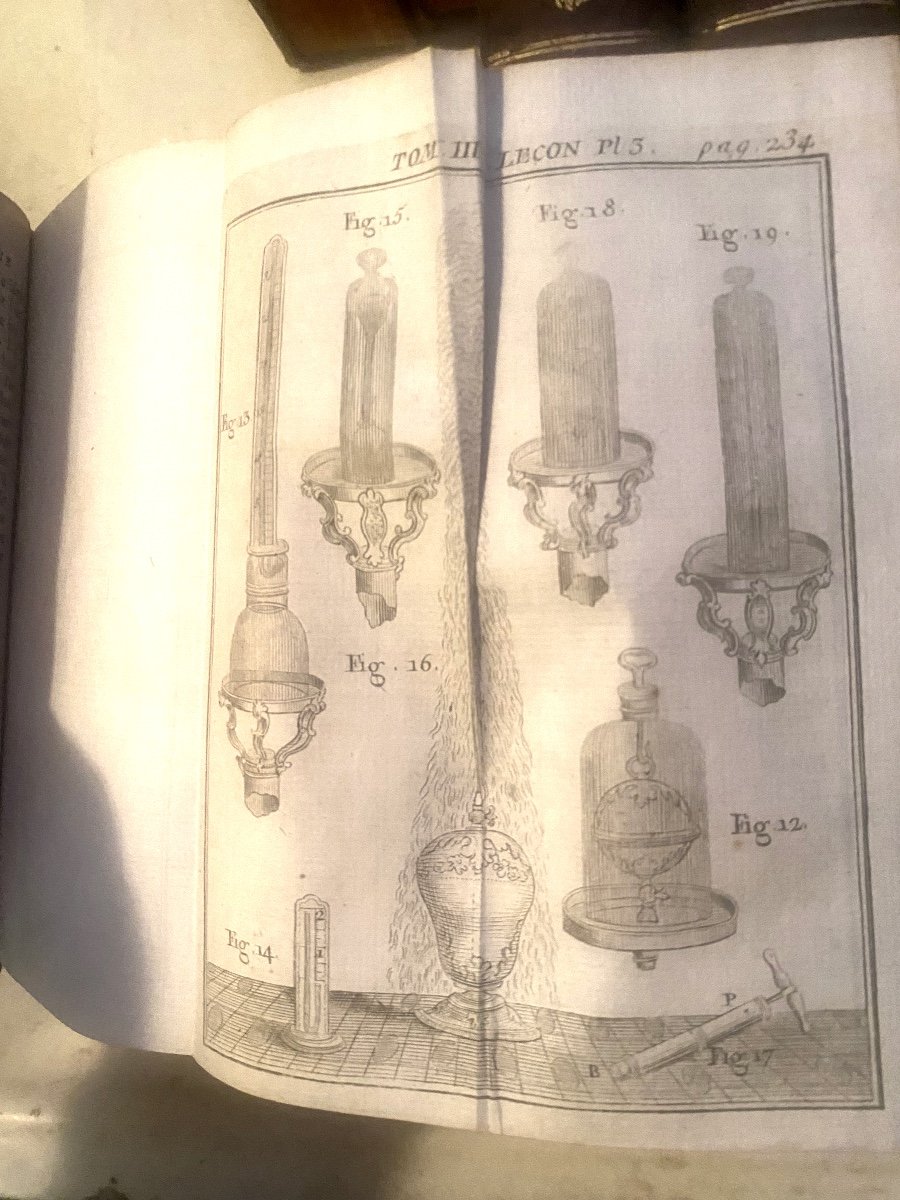 Six Beaux Volumes In 12 . A Paris 1773 ," Leçons De Physique Expérimentale" Par M. l'Abbé -photo-4