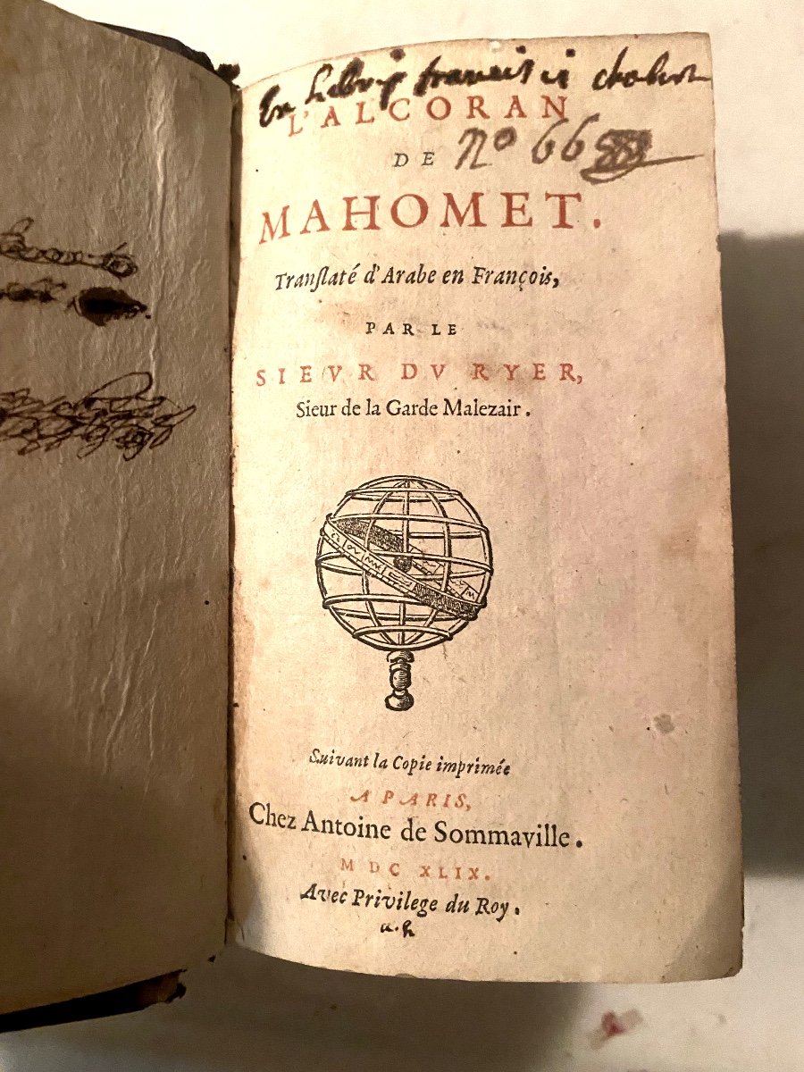  Rare:" l'Alcoran De Mahomet" . Translaté d'Arabe En Français Par Le Sieur Du Ryer , Paris 1649-photo-3