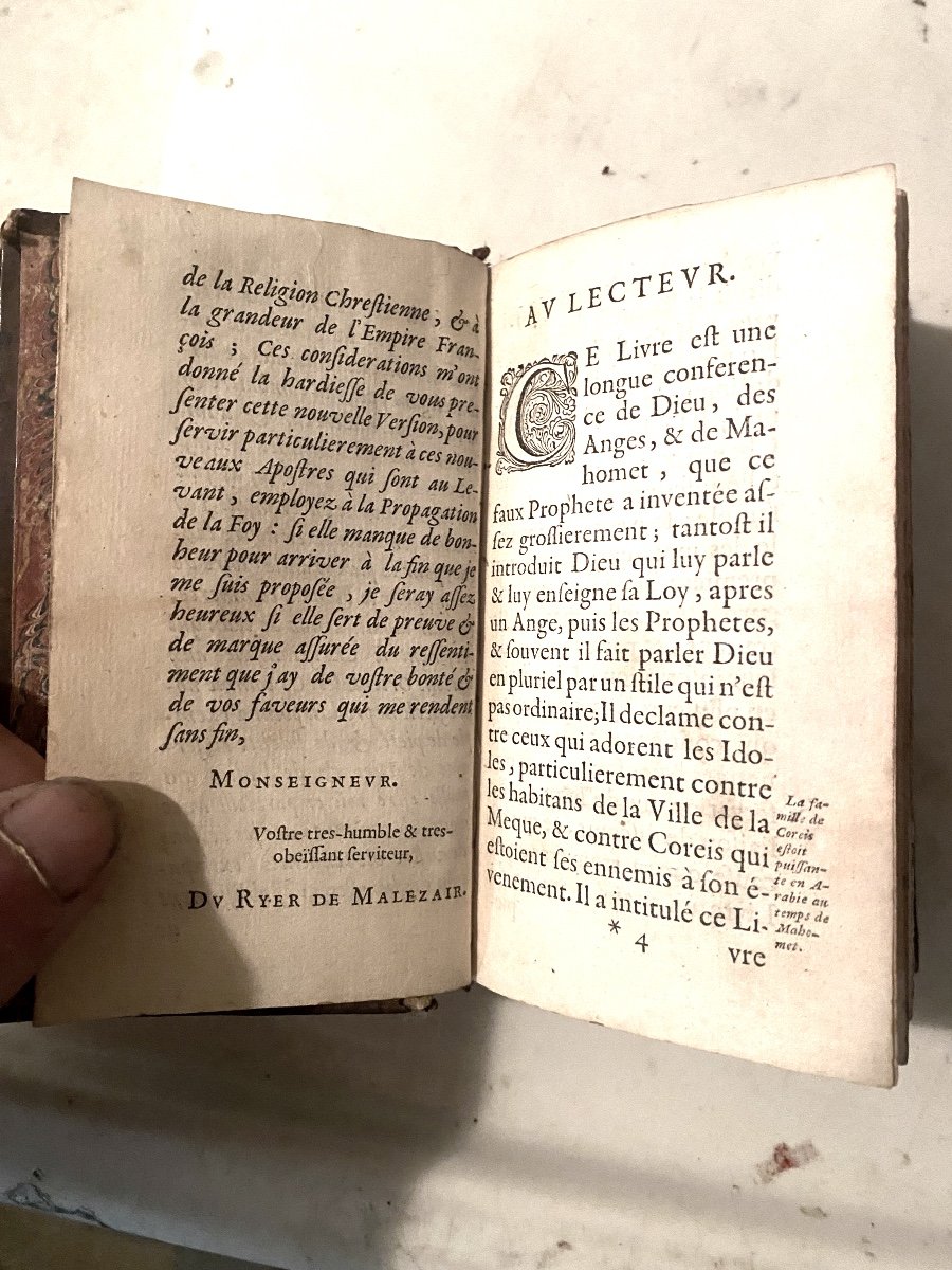  Rare:" l'Alcoran De Mahomet" . Translaté d'Arabe En Français Par Le Sieur Du Ryer , Paris 1649-photo-3