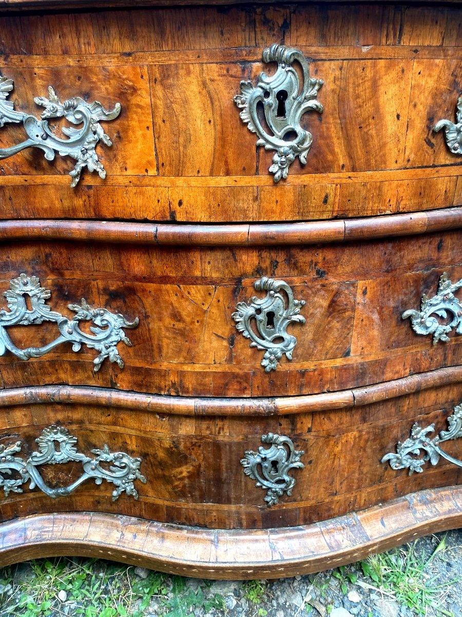 Rare Scriban Commode In Walnut Parqueted Wood, Movement From The Early 18th Century Northern Italy-photo-3