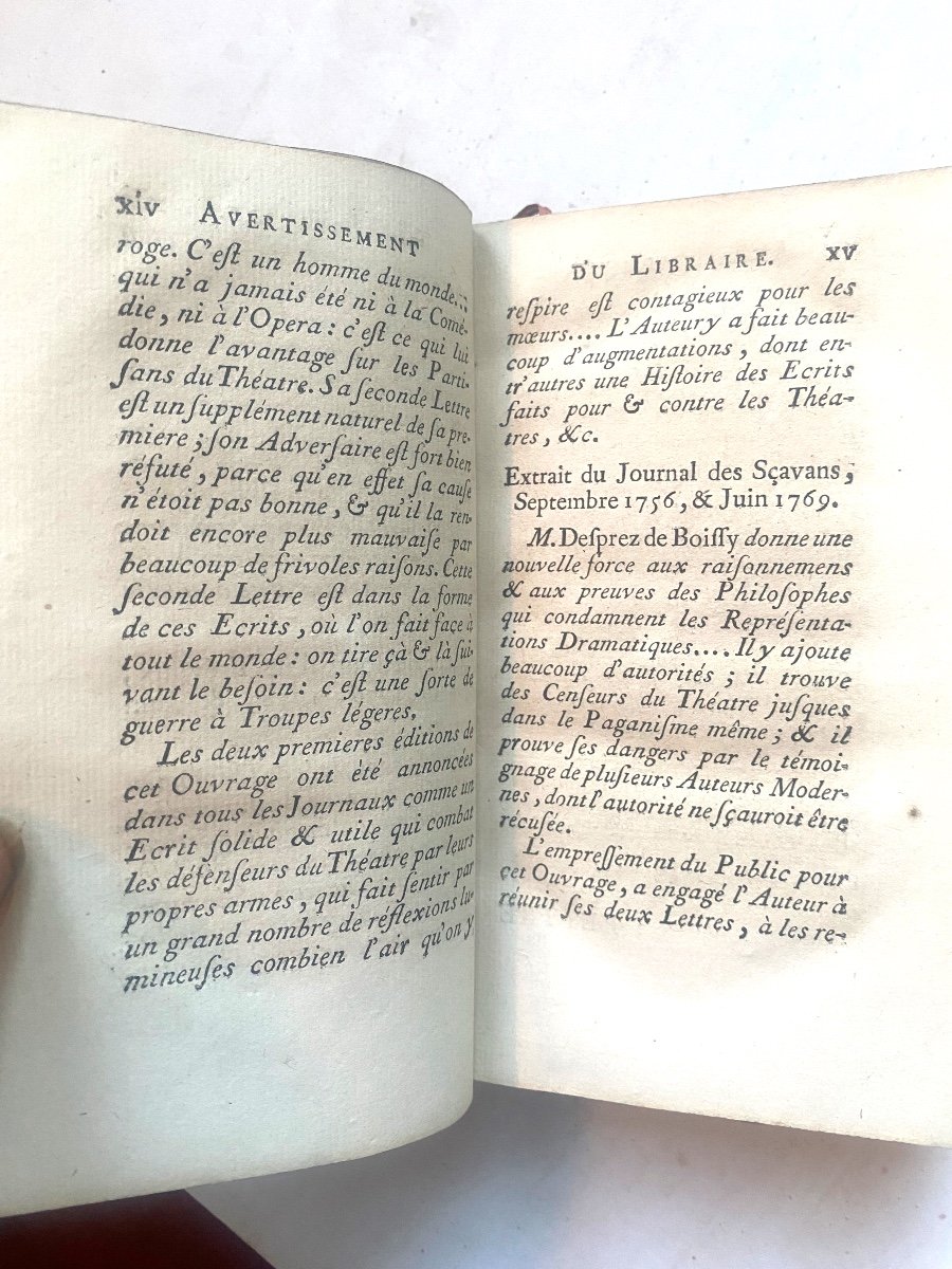 Beau Volume En Deux Tomes: "lettres De M. Desprez De Boissy Sur Les Spectacles" . Paris . 1771.-photo-8