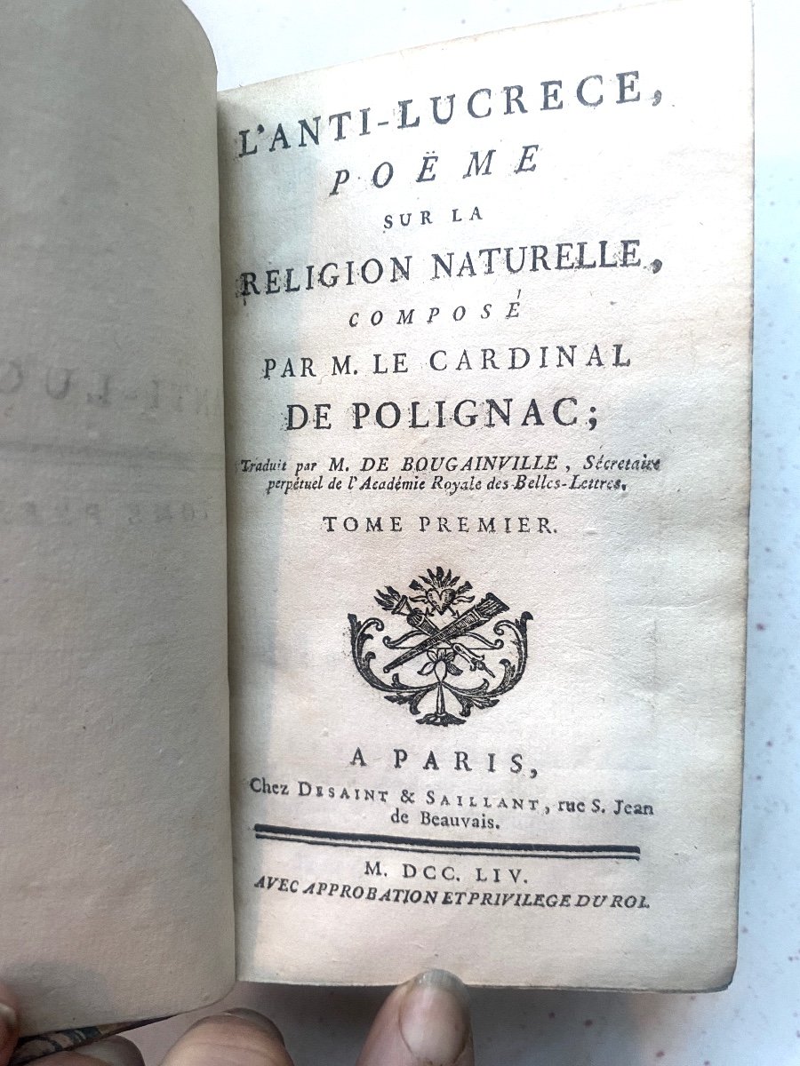 l'Anti-lucrèce , Poëme Sur La Religion Naturelle Composé Par M. Le Cardinal De Polignac . 1754.-photo-3