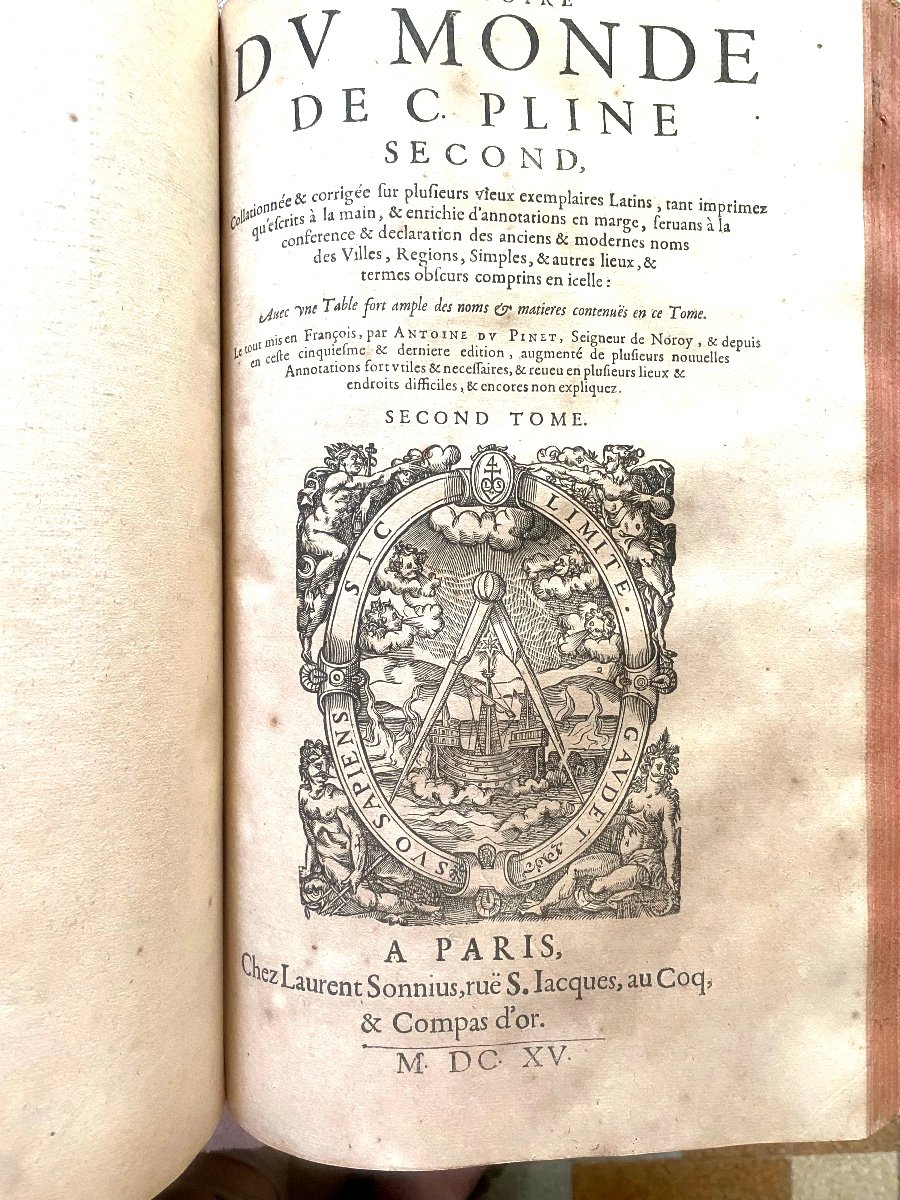 Exceptionnel In Folio En Veau Blond Glacé d'époque:"histoire Du Monde De C. Pline Second." 1615-photo-4