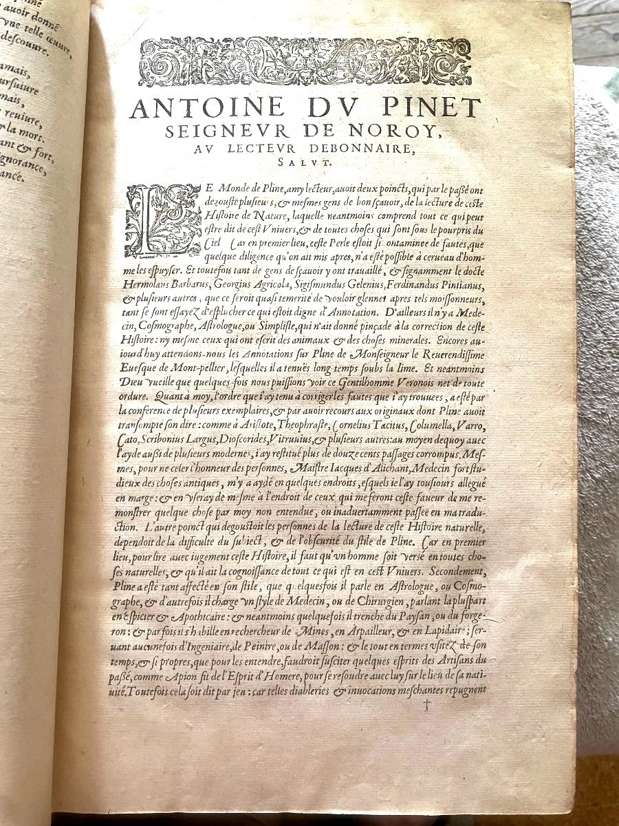 Exceptionnel In Folio En Veau Blond Glacé d'époque:"histoire Du Monde De C. Pline Second." 1615-photo-3