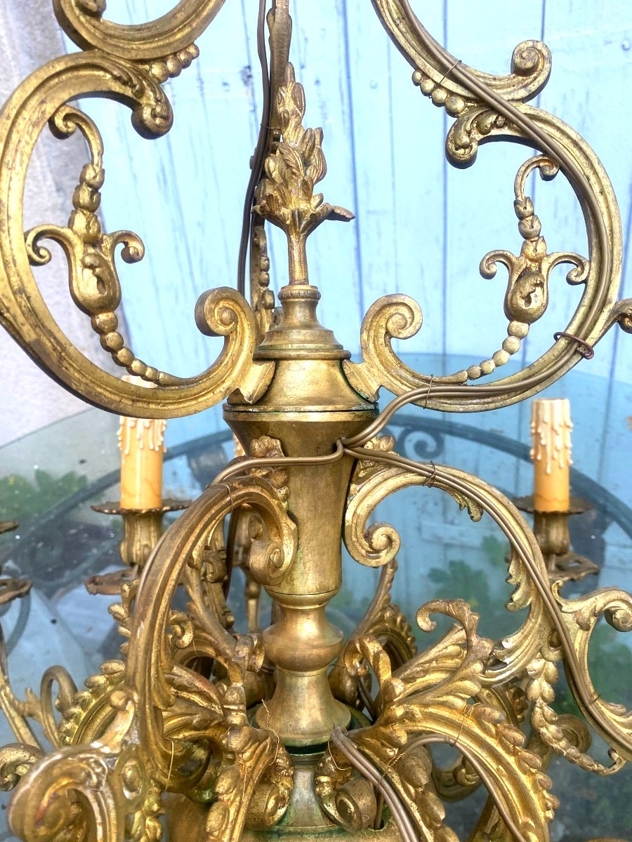  Beautiful Decorative Large Louis XV Style Chandelier From The 19th Century Bronze Twelve Lights Electrified New -photo-5