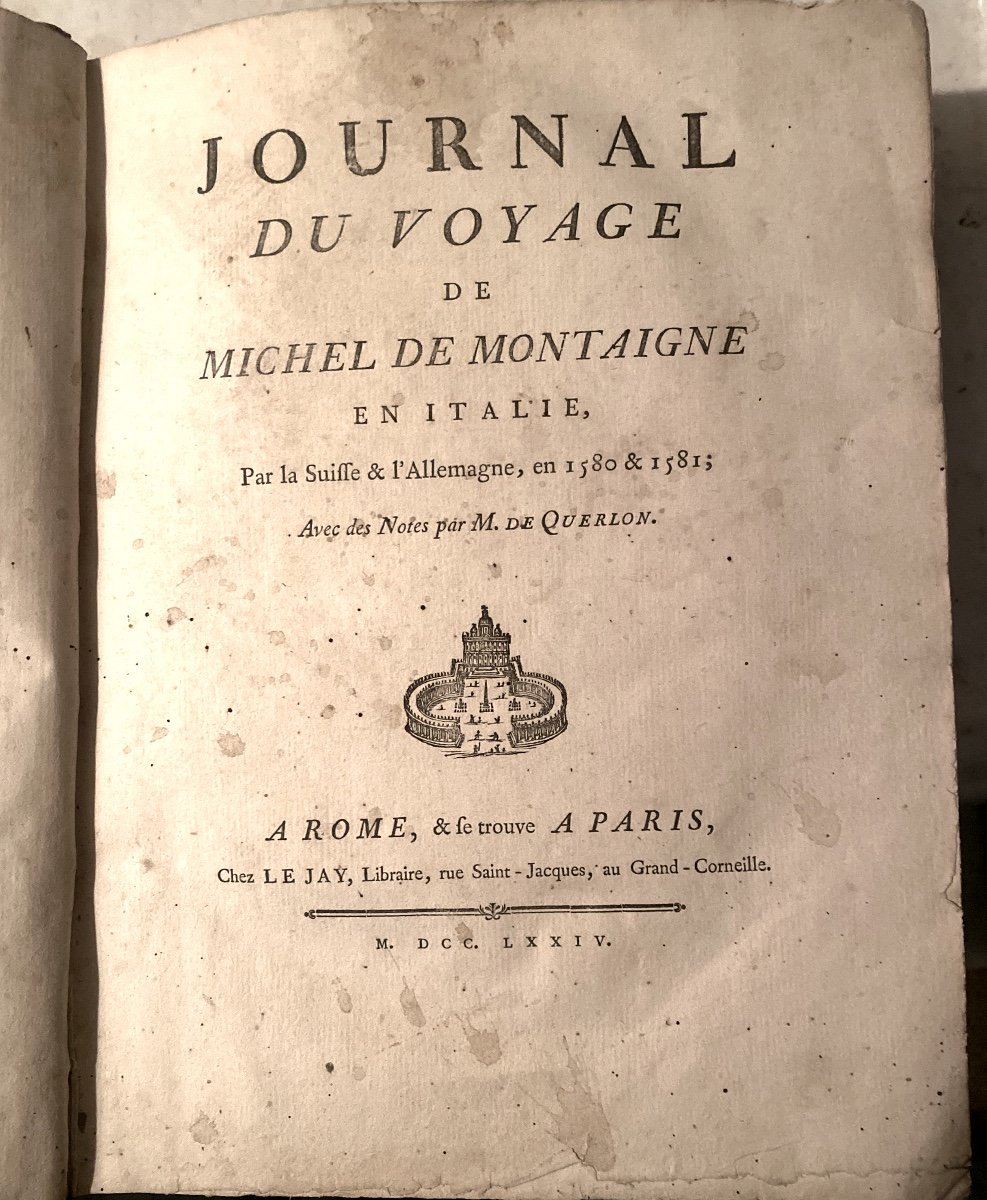 Rare In Folio From "journal Of Michel De Montaigne's Travel In Italy". Original Edition 1774-photo-3