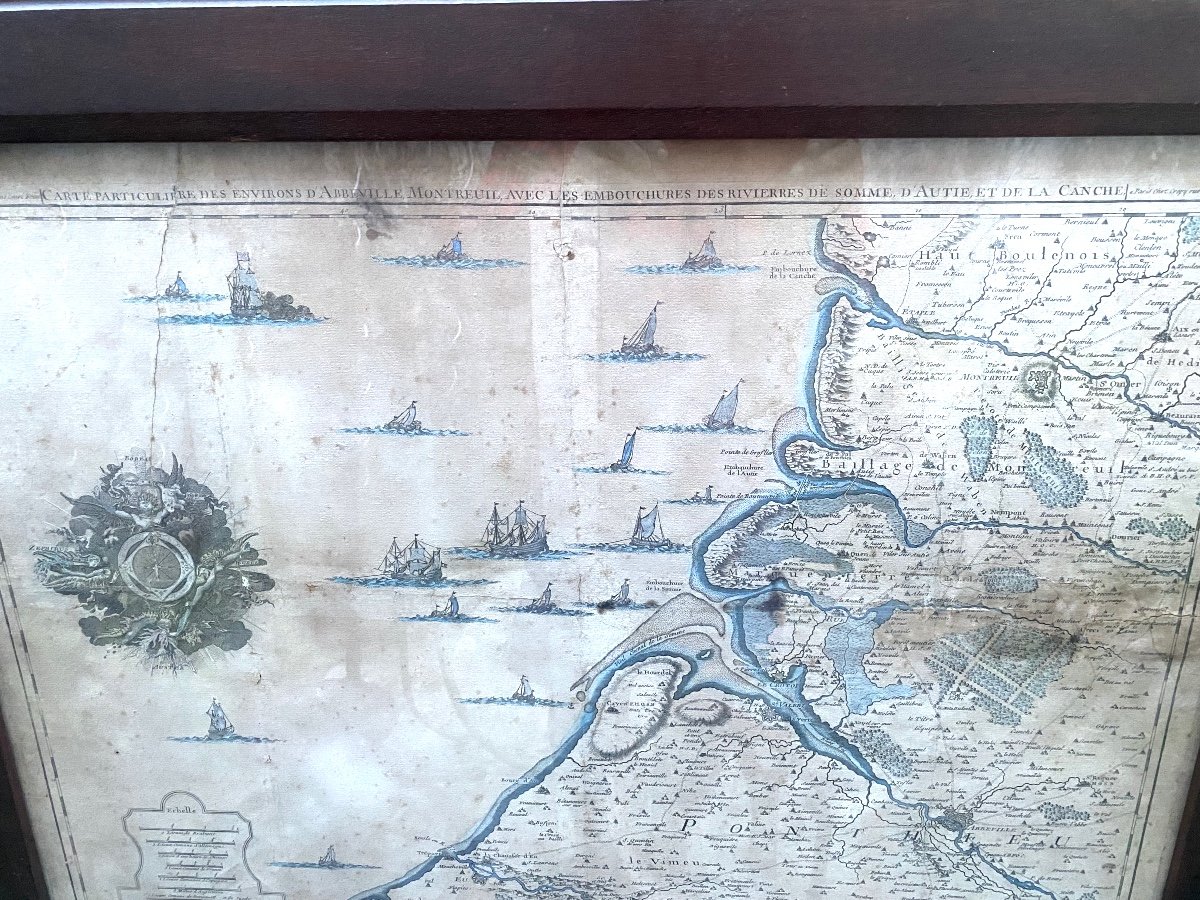 Exceptional Large Special Map Of The Surroundings Framed From 1744 Of The Bay Of Somme -photo-7