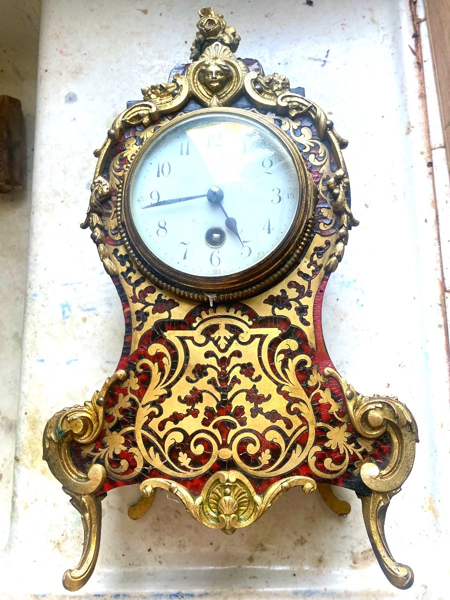 Charming Louis XV Library Cartel, 19th In Red Tortoiseshell And Copper Ornamented With Bronze-photo-7