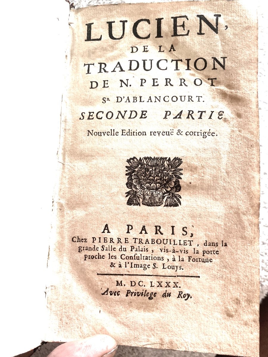 2 Beaux Volumes In 12  à Paris 1680 : " Lucien " De La Traduction De N. Perrot Sr d'Ablancourt.-photo-4