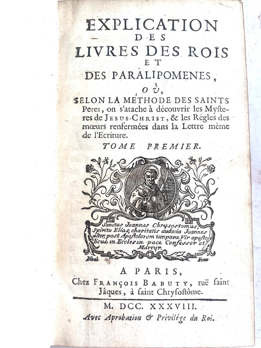 Explanation Of The Books Of Kings And Paralipomena In Six Original Volumes In 12.paris 1738-photo-3