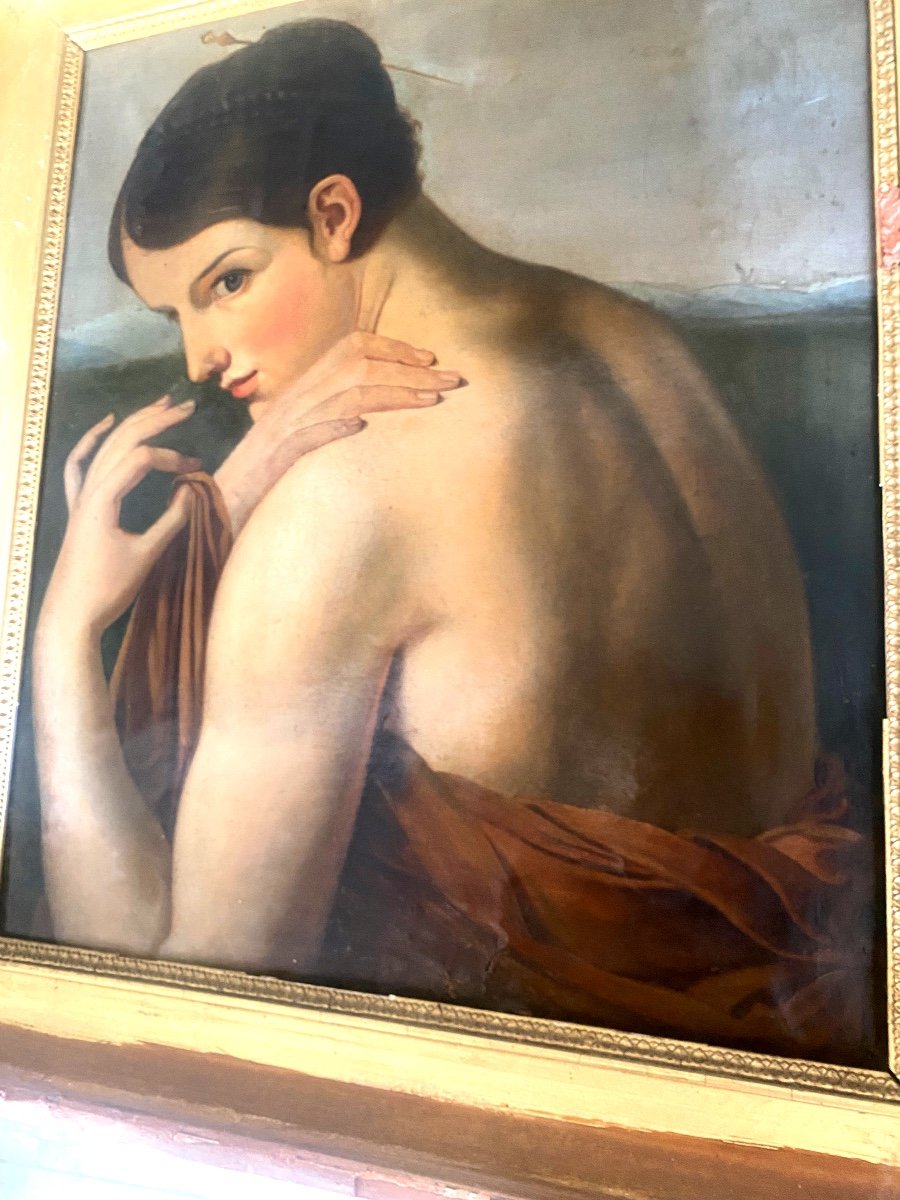 Beautiful Neo-classical Portrait "woman In Profile With Egret" Oil/canvas Framed School Of Ingres-photo-5