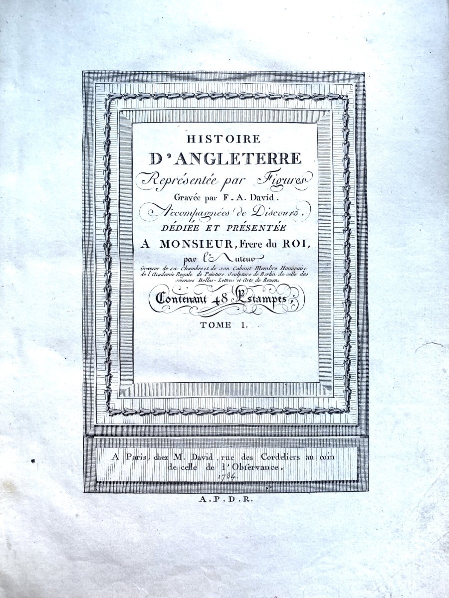 "Histoire d'Angleterre Représentée Par Figures ": En 2 Vol. In 4, De 1784 , Par David, à Paris.-photo-3