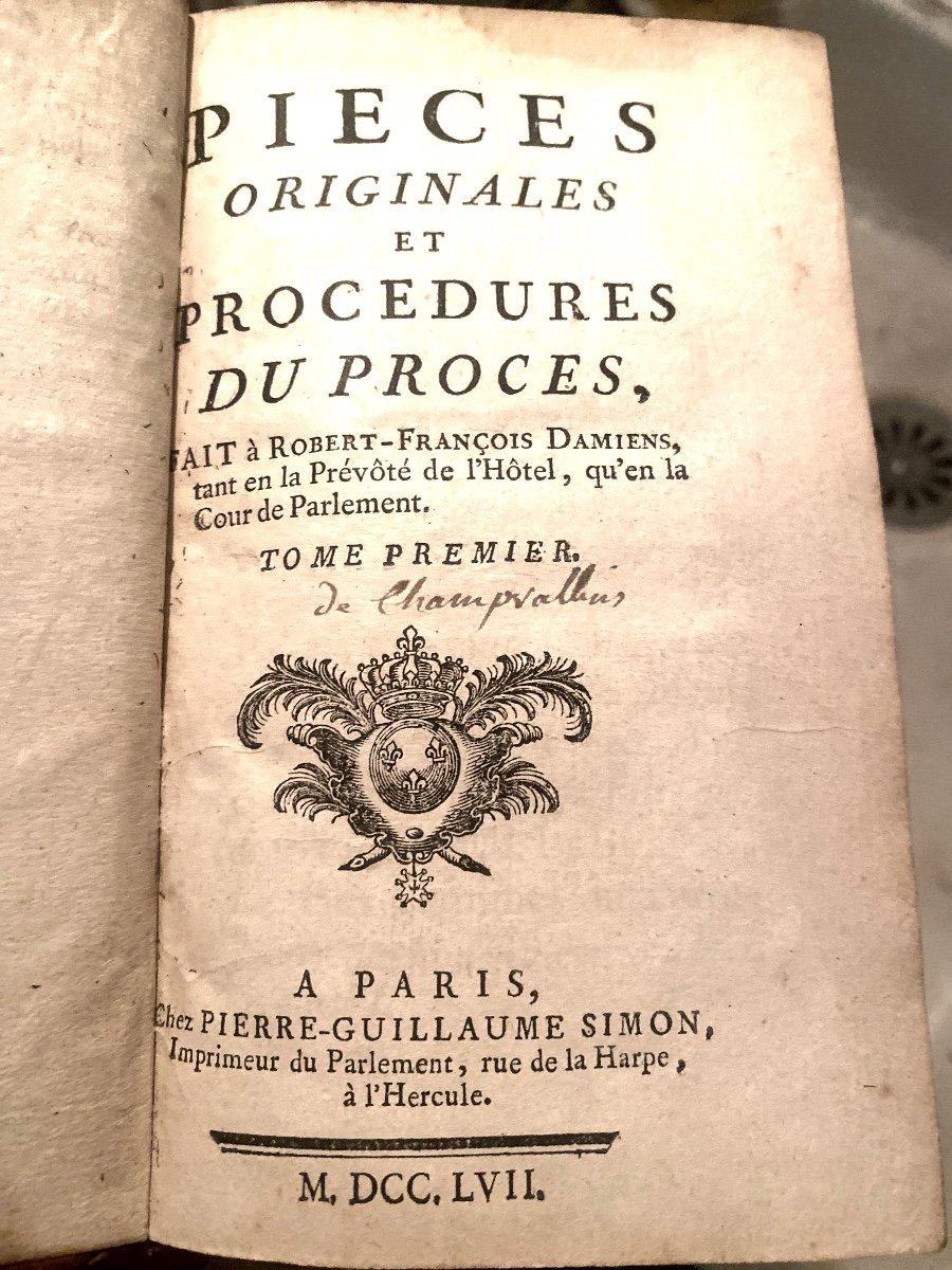  4 Vol. Rare Bel Exemplaire "Pièces Originales & Procédures Du Procès Fait à R.F. Damiens. 1752-photo-3