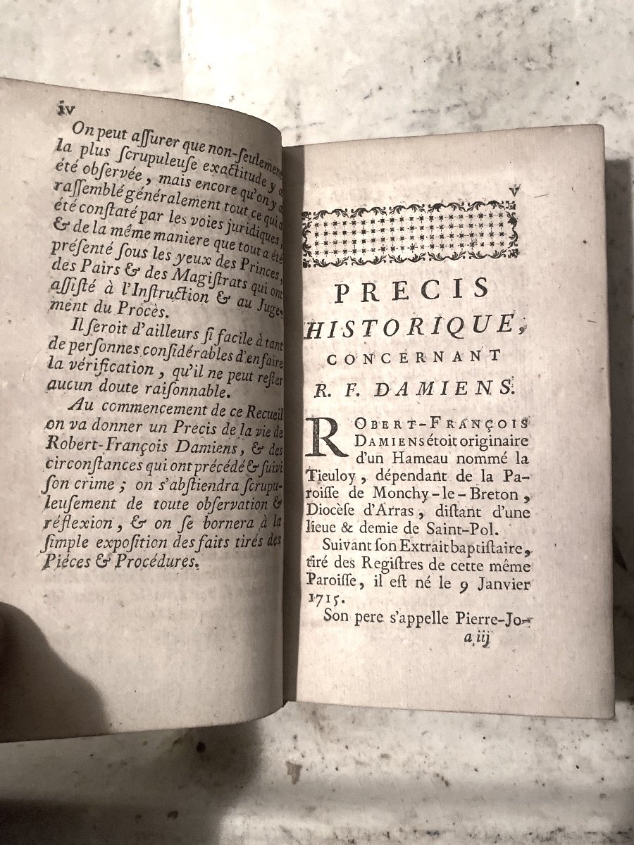  4 Vol. Rare Bel Exemplaire "Pièces Originales & Procédures Du Procès Fait à R.F. Damiens. 1752-photo-4