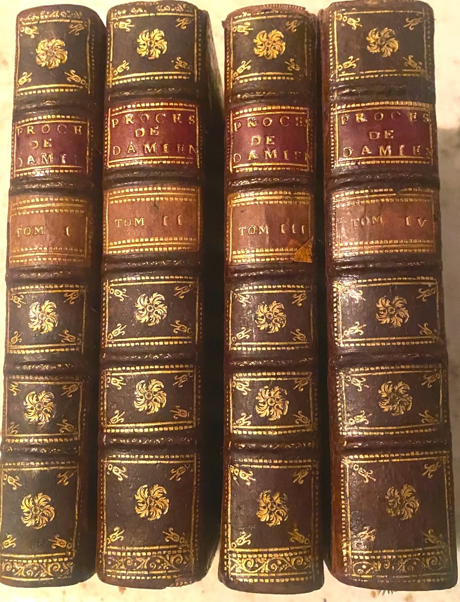  4 Vol. Rare Bel Exemplaire "Pièces Originales & Procédures Du Procès Fait à R.F. Damiens. 1752