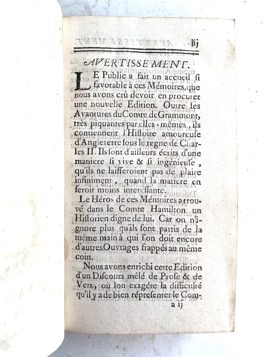 1v Vol. In 12 , Plein Veau De 1741 "mémoires Du Comte De Grammont" , Par M. Le Comte A Hamilton-photo-1